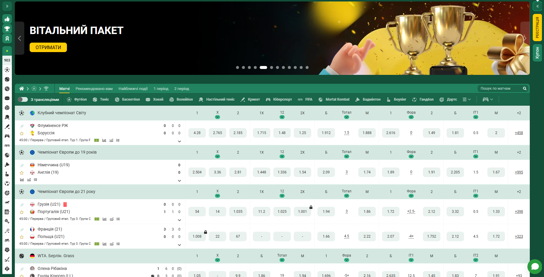 Головна сторінка BetWinner: світ ставок і бонусів